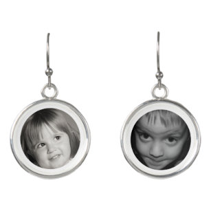 Custom Photo Drop Earrings with Image and Border