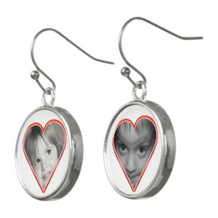 Custom Photo Drop Heart Earrings with Image