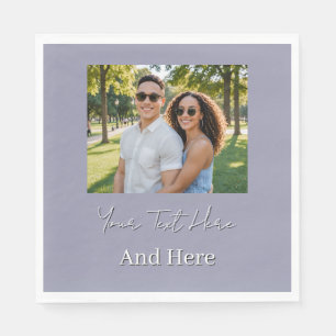 Custom Photo dusty purple Engagement Party Napkins