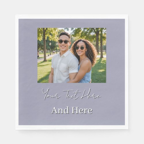Custom Photo dusty purple Engagement Party Napkins