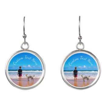 Custom Photo Earrings With Your Photos And Text by Migned at Zazzle