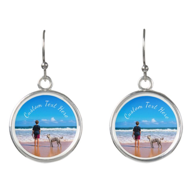 Custom Photo Earrings with Your Photos and Text (Front)