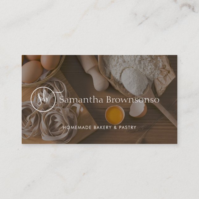 Custom Photo Egg Bread Bakery Business Card (Back)