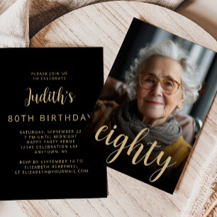 Custom Photo Eighty 80th Birthday Party Invitation