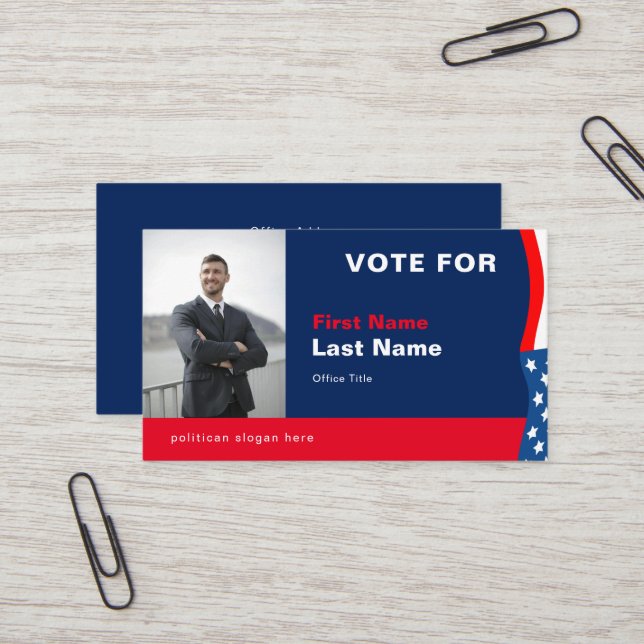 Custom Photo Election Campaign Business Card (Front/Back In Situ)