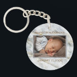Custom Photo Elegant Blue Gray Marble Pattern 2025 Keychain<br><div class="desc">Unique,  classic,  cute and decorative keychain with a beautiful blue grey brown marble pattern. With the option to customize or personalize with name,  text,  and photo of your choice. This photo display makes an excellent keepsake gift for grandparents or new parents!</div>