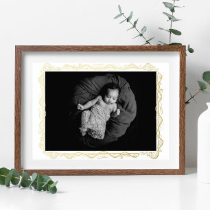 custom photo elegant doodle fine gold frame foil prints
