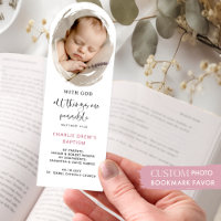 Custom Photo Elegant Girl Baptism Keepsake / Favor