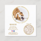 Custom Photo Elegant Gold Dog Pet Social Media  Square Business Card (Back)