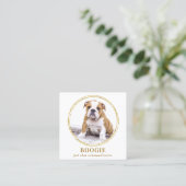 Custom Photo Elegant Gold Dog Pet Social Media  Square Business Card (Standing Front)
