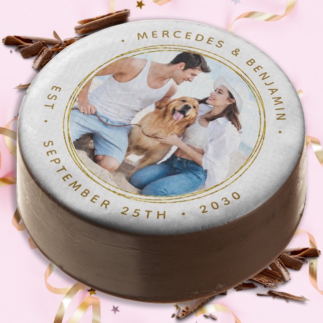 Custom Photo Elegant Gold Personalized Wedding Chocolate Covered Oreo (Creator Uploaded)