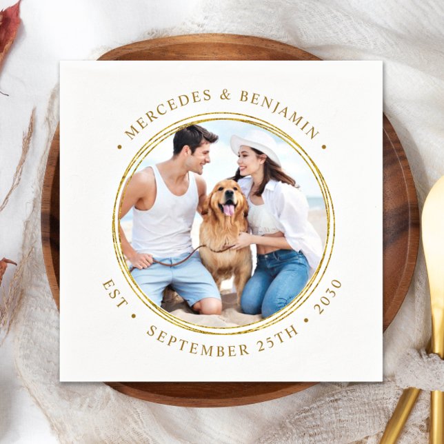 Custom Photo Elegant Gold Personalized Wedding Napkins (Creator Uploaded)