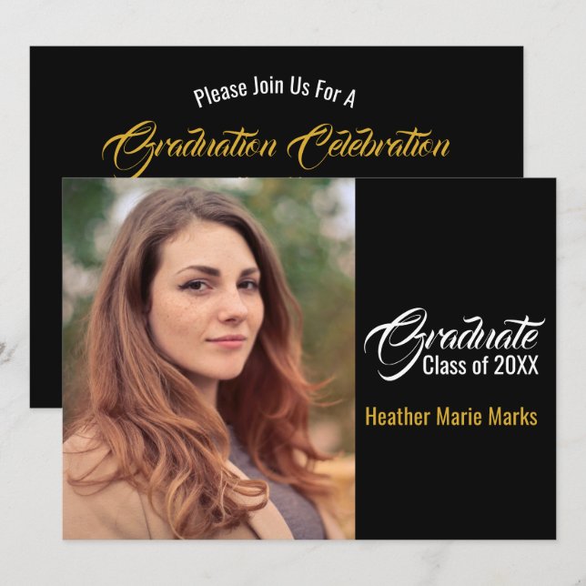 Custom Photo Elegant Graduation Template (Front/Back)