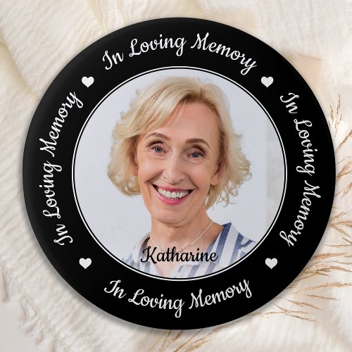 Custom Photo Elegant In Loving Memory Memorial Button