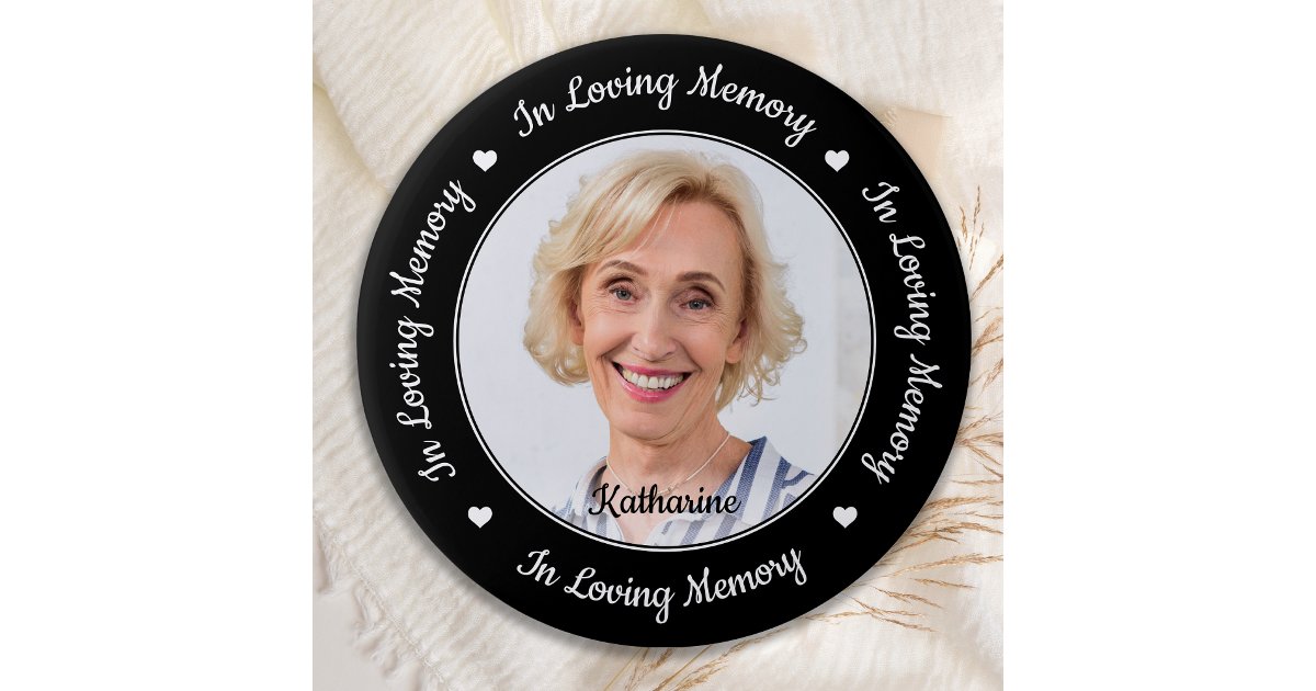 Custom Photo Elegant In Loving Memory Memorial Button | Zazzle