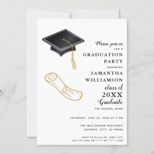 Custom Photo Elegant Modern Graduation Invitation