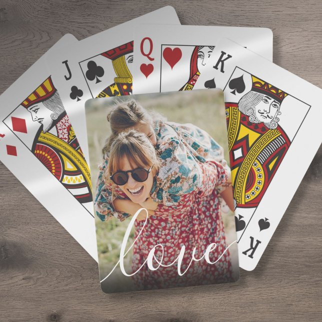 Custom Photo Elegant Modern Love Script Poker Cards (Custom Photo Elegant Modern Love Script Poker Cards)