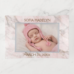 Custom Photo Elegant Pink Gray Marble Pattern Trinket Tray