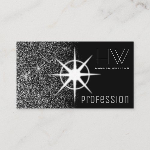 Custom Photo Elegant Silver Glitter Professional Business Card