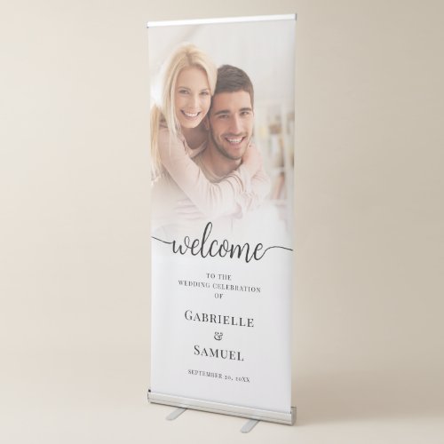 Custom Photo Elegant Wedding Welcome Retractable Banner