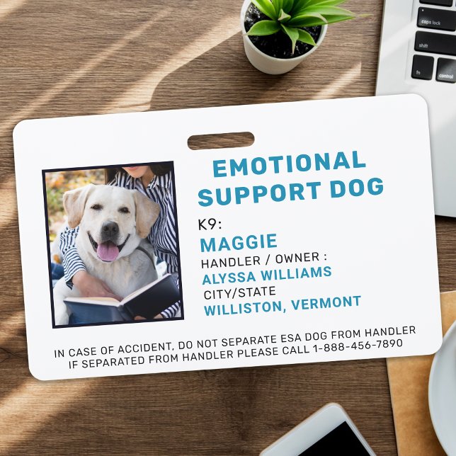 Custom Photo Emotional Support Dog ID Badge (Creator Uploaded)