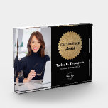 Custom Photo Employee Excellence Award Black Gold<br><div class="desc">Celebrate outstanding achievement with this custom photo employee excellence award, designed in a sleek black and gold style for modern corporate recognition. Featuring a bold gold seal, personalized text, and a professional photo display, this award delivers a high-end, executive-level presentation. Customizable with the recipient’s name, role, year, company logo, and...</div>