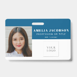 Custom Photo Employee ID Badge Name Title Logo