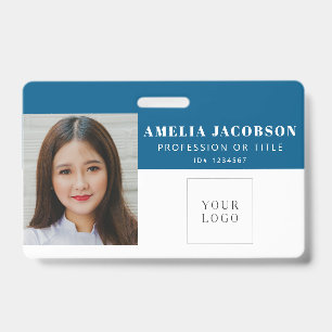 Custom Photo Employee ID Badge Name Title Logo