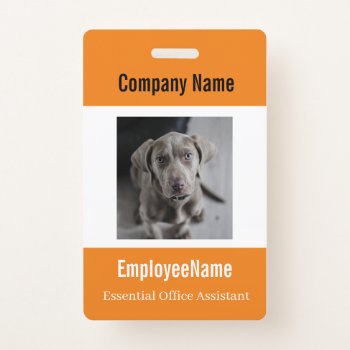Custom Photo Employee Id Badge Template Orange by azlaird at Zazzle