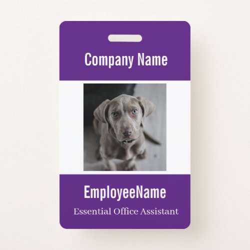 Custom Photo Employee ID Badge Template Purple