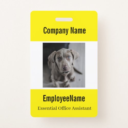 Custom Photo Employee ID Badge Template Yellow