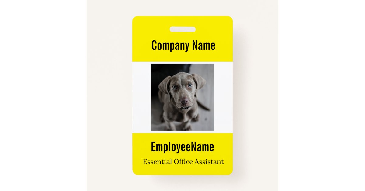 Custom Photo Employee ID Badge Template Yellow Zazzle