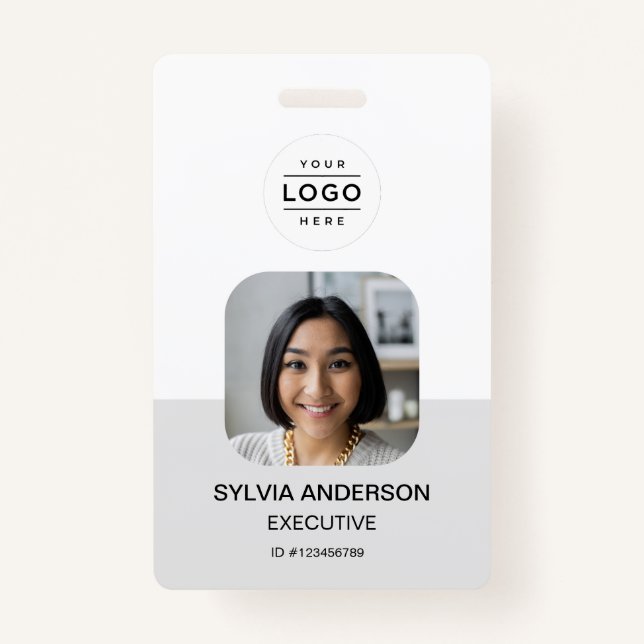 Custom Photo Employee ID Logo QR Code Badge (Front)