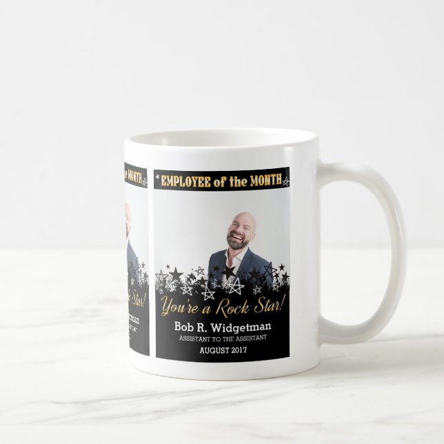 Custom photo employee of the month award rock star coffee mug (Right)