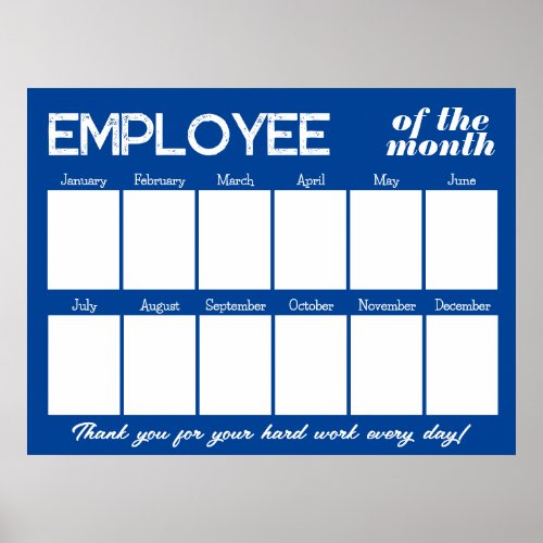 Custom photo employee of the month Blue Poster