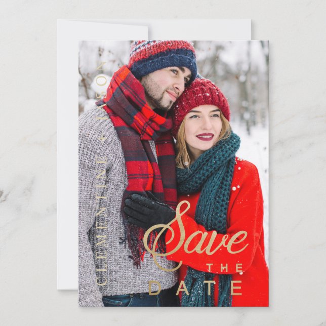 Custom Photo Engaged Couple Whimsical Script (Front)