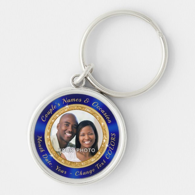 Custom PHOTO Engagement Gifts for Bride and Groom Keychain (Front)