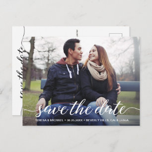 Custom Photo Engagement Modern script Postcard