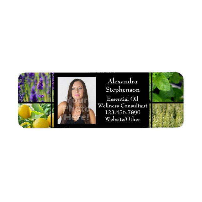 Custom Photo Essential Oil Business Bottle Contact Label (Front)