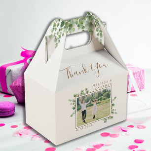 Custom Photo Eucalyptus Botanical Foliage Wedding Favor Boxes