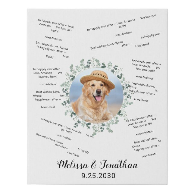 Custom Photo Eucalyptus Wedding Guest Book Sign (Front)