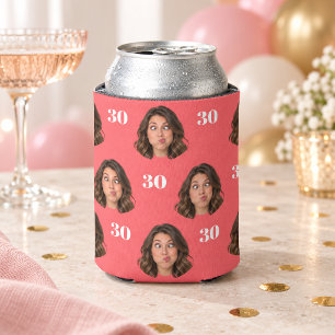 Custom Photo Face 30th Birthday Can Cooler