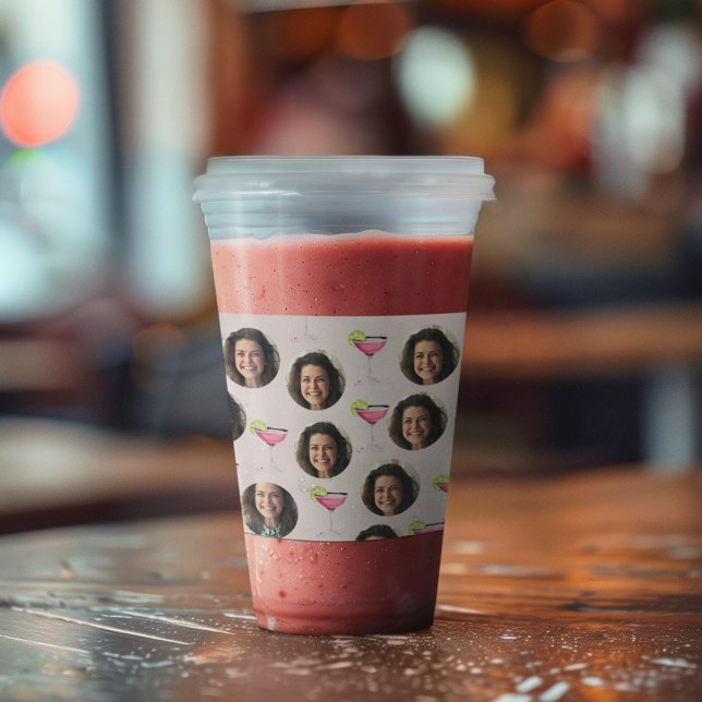 Custom Photo Face & Cocktail | Personalized Pink Acrylic Tumbler (Creator Uploaded)