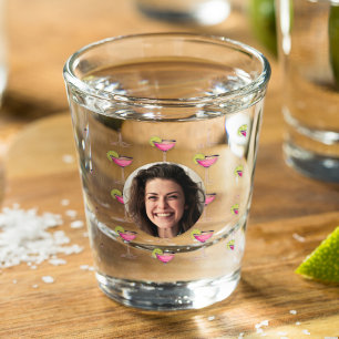 Custom Photo Face & Cocktail Personalized Pink S Shot Glass