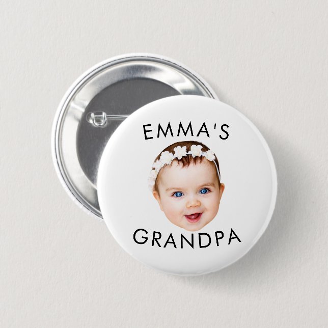 Custom Photo Face Mom Grandma Grandpa Birthday Button (Front & Back)