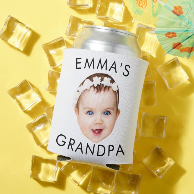 Custom Photo Face Mom Grandma Grandpa Birthday Can Cooler (In Situ Summer)