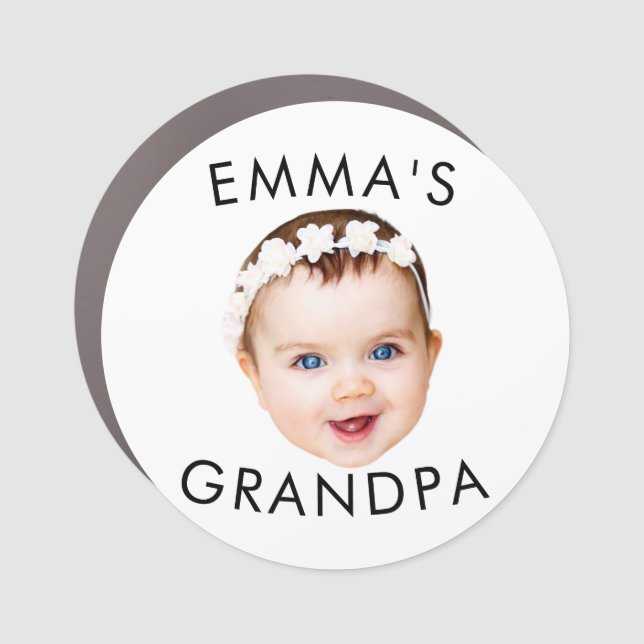 Custom Photo Face Mom Grandma Grandpa Birthday Car Magnet (Front)