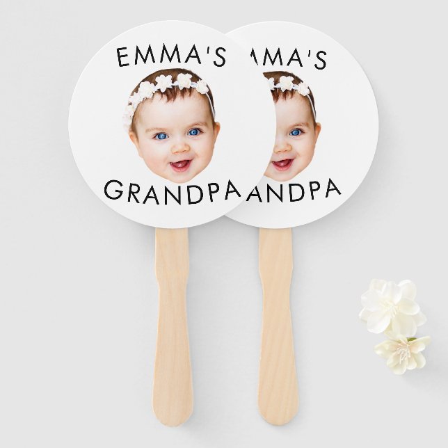 Custom Photo Face Mom Grandma Grandpa Birthday Hand Fan (Front and Back)