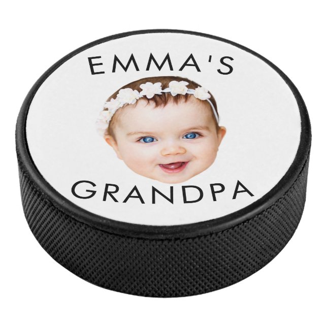 Custom Photo Face Mom Grandma Grandpa Birthday Hockey Puck (3/4)