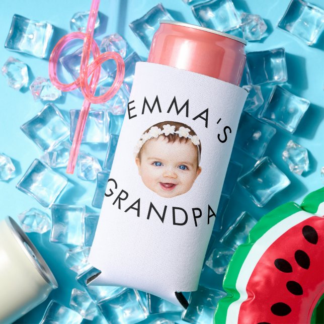 Custom Photo Face Mom Grandma Grandpa Birthday Seltzer Can Cooler (In Situ Summer)